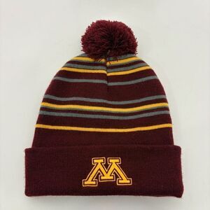 Minnesota Golden Gophers Maroon Striped Pom Pom Winter Cuffed Hat Unisex One Siz